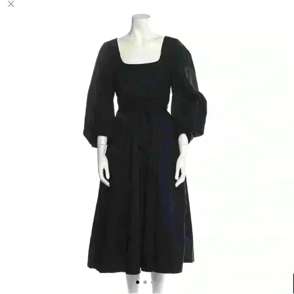 STAUD cotton square neck dress